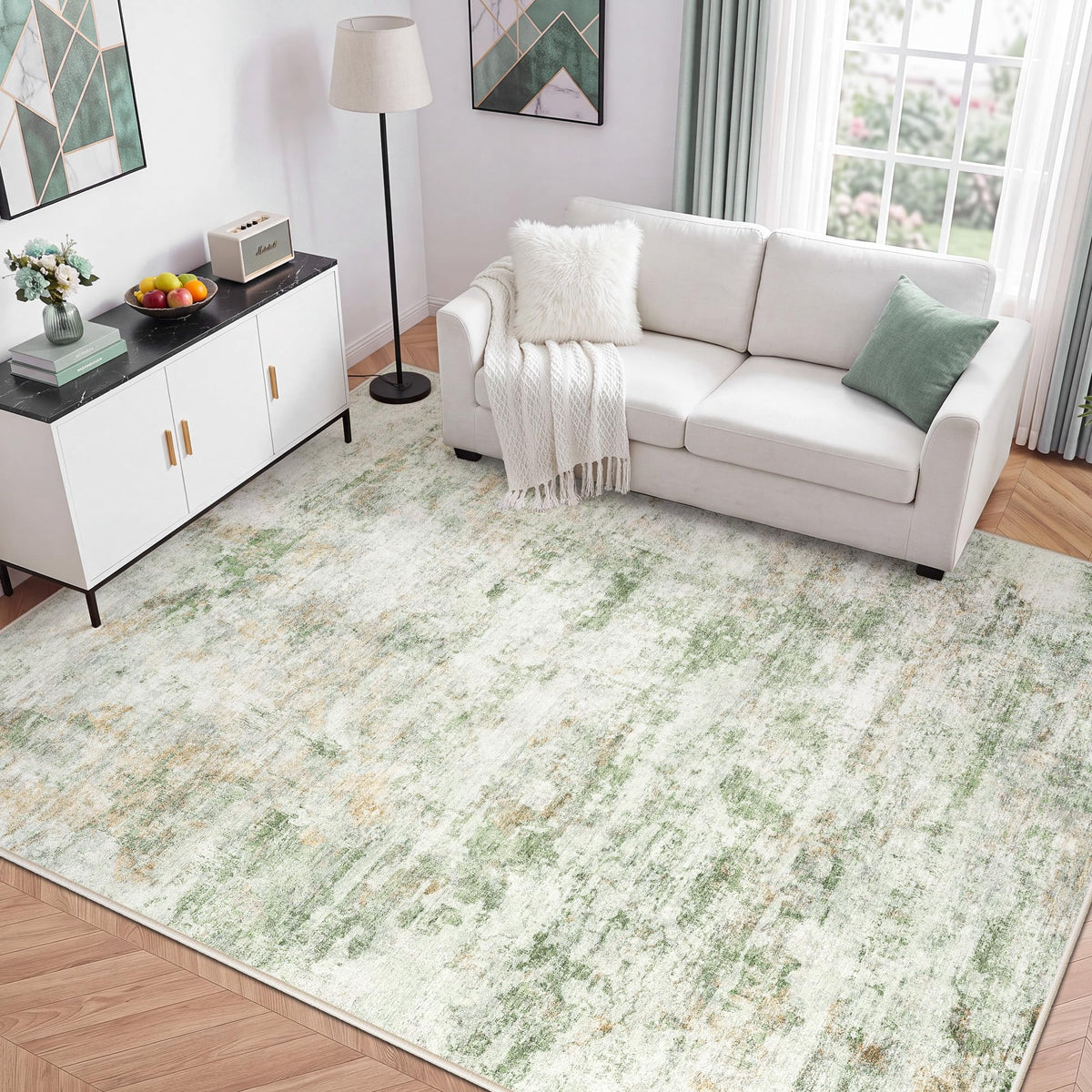 LIVELYGLOW 5x7 Washable Vintage Area Rug, Bedroom Dorm Rug