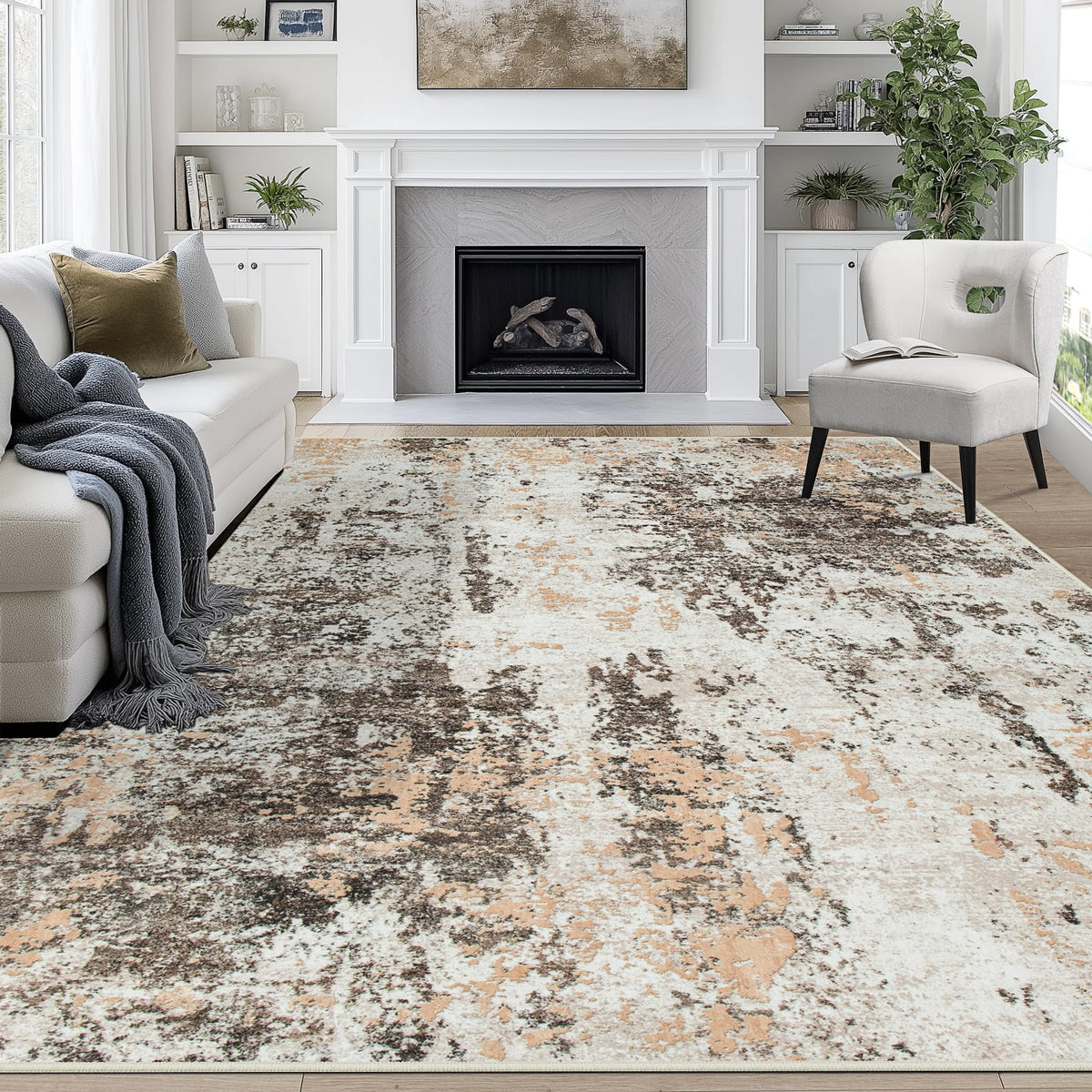 8x10 Area Rugs for Living Room Washable Bedroom Dining Room Blue Grey