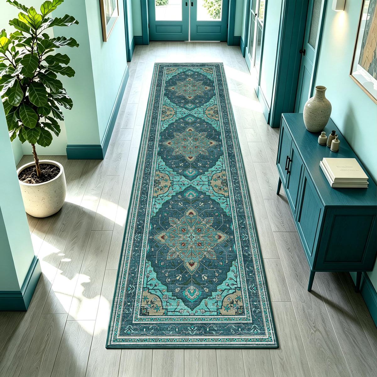 YARNSCAPE 2' x 3' Machine Washable Area Rug, Non-Slip Low-Pile Carpet