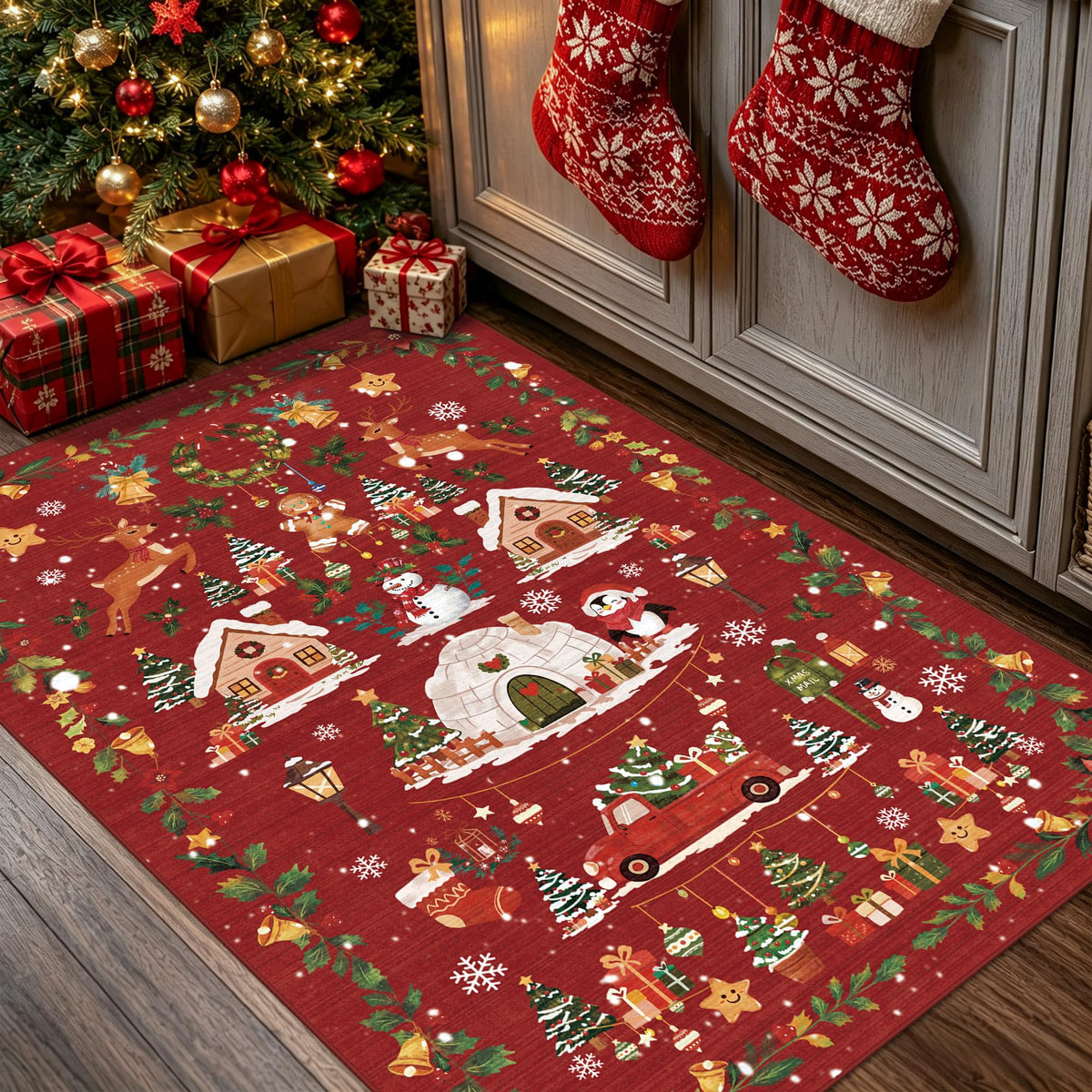 Hallway Washable Runner Rug - 2x10 Kitchen Rugs Entryway Rug Runner Vintage Soft Floor Mat Non Slip Indoor Farmhouse Carpet for Bathroom Living Room Bedroom (2 X 10, Beige)