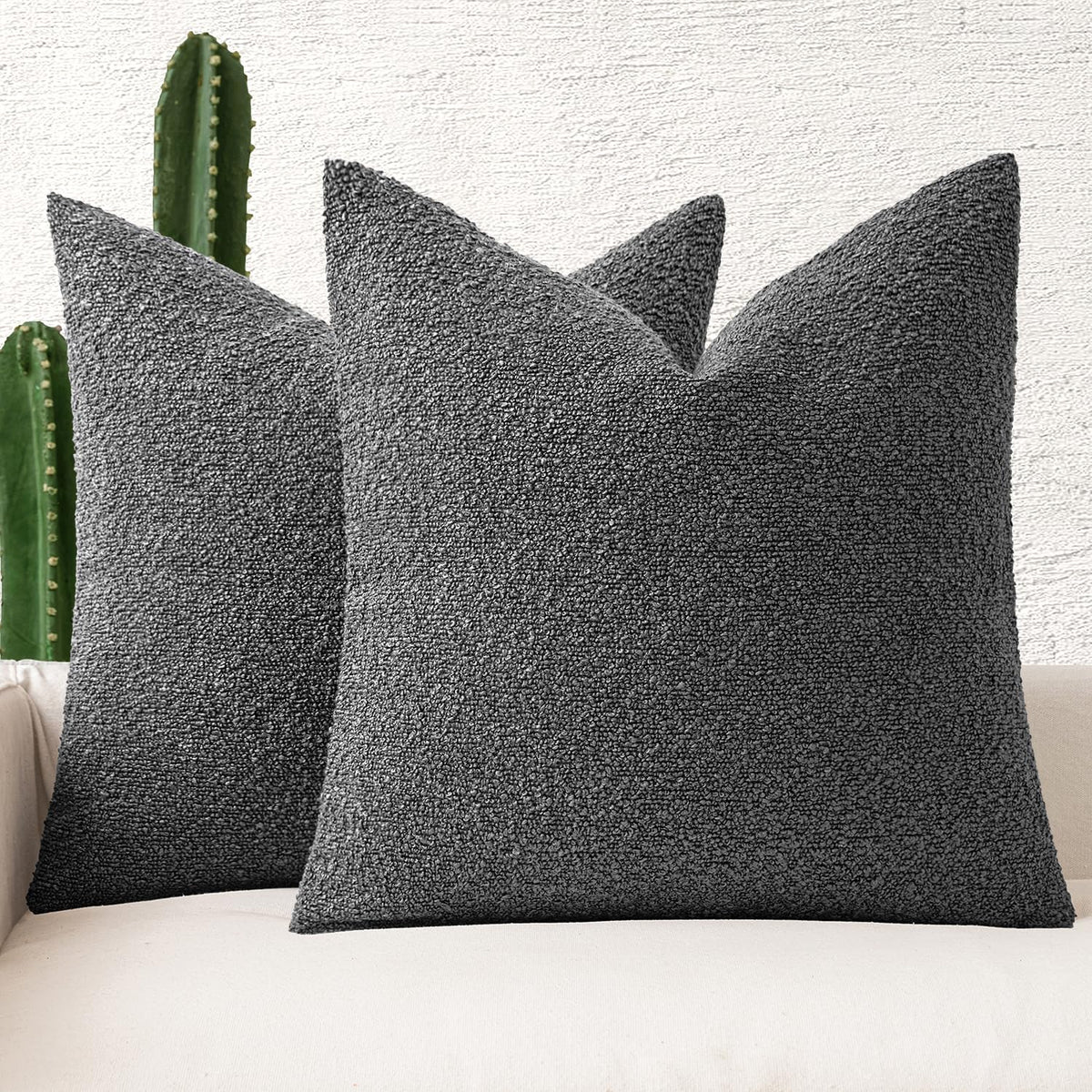 MIULEE 20x20 Decorative Boucle Couch Pillow Covers Brown