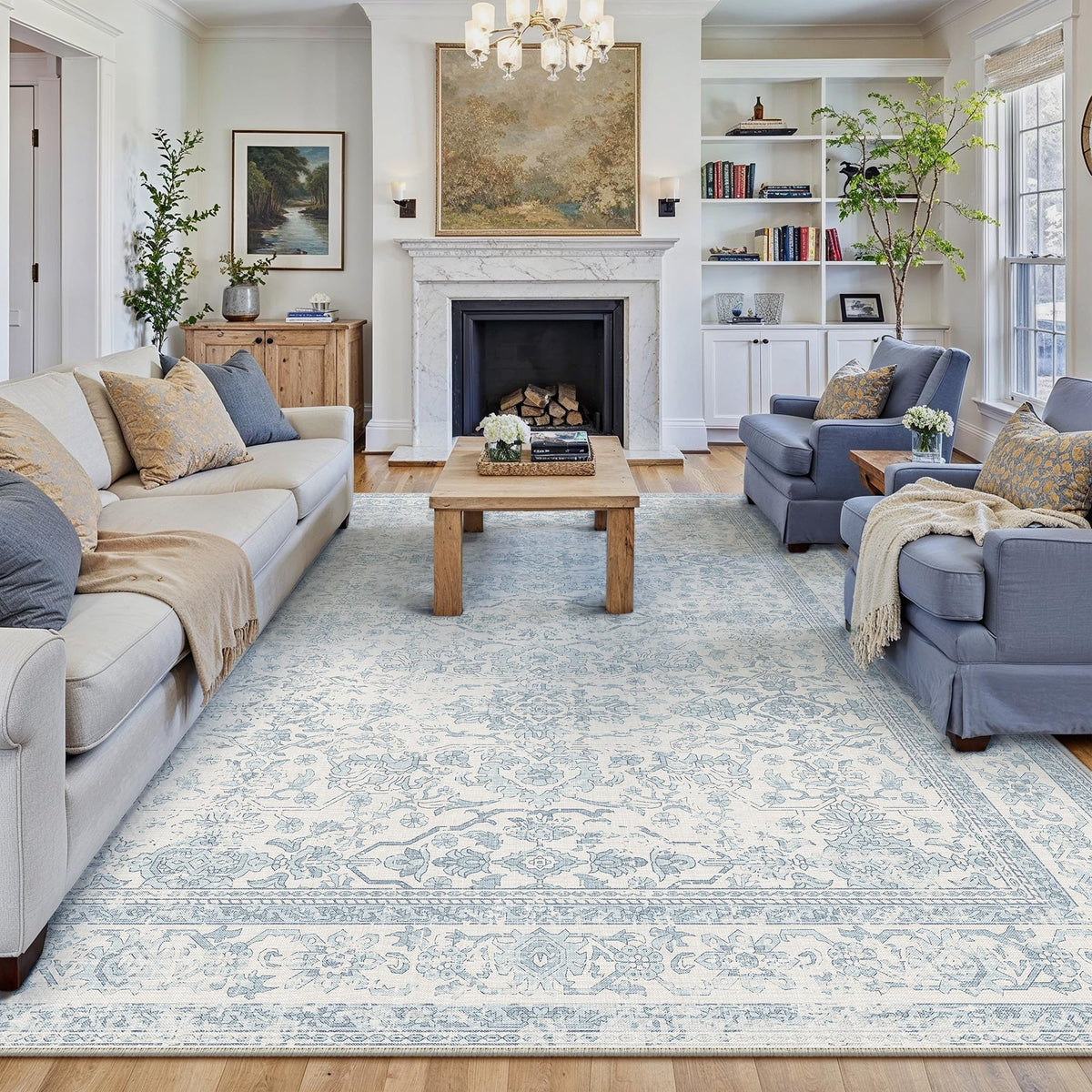 HUGEAR 3x5 Colorful Retro Floral Washable Area Rug for Entryway