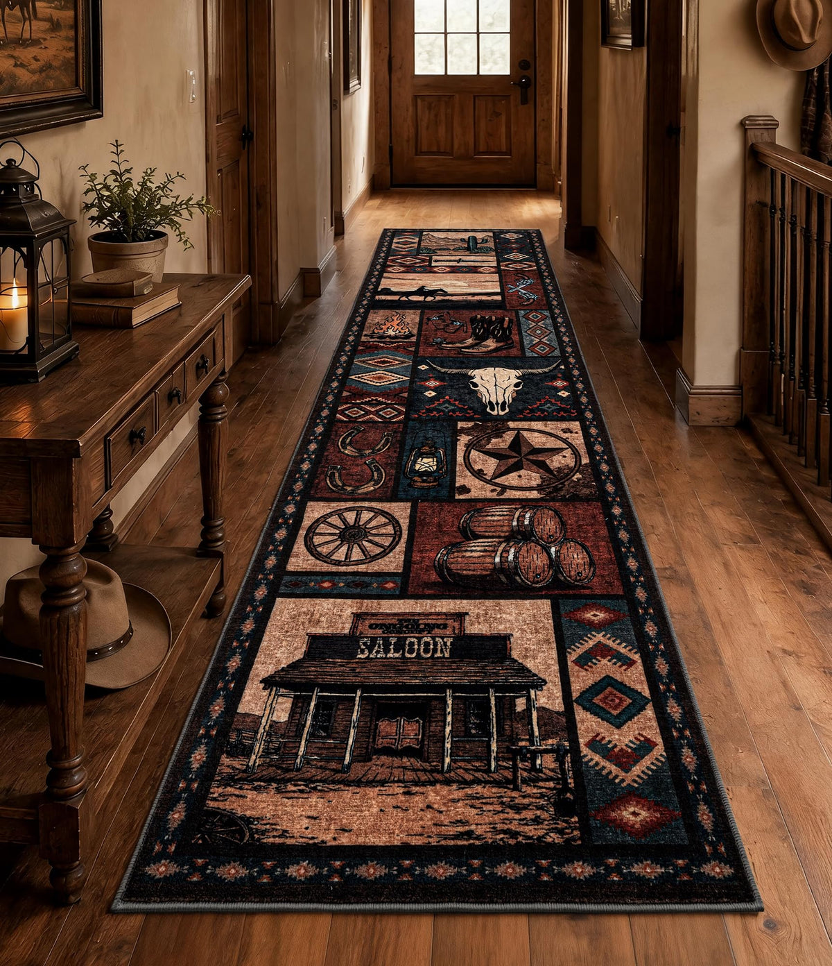 YIHOUSE Washable Rustic Cabin Area Rugs 5x7 Brown