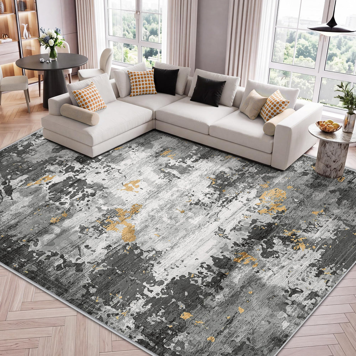 LIVELYGLOW 5x7 Washable Vintage Area Rug, Bedroom Dorm Rug
