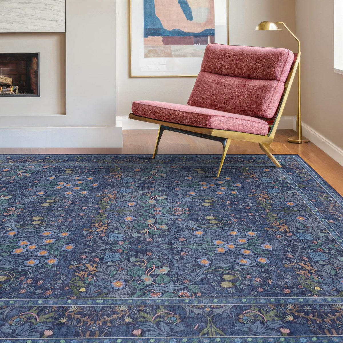 Vintage Floral Dark Green 3x5 Area Rugs for Entryway, Kitchen, Bedroom Beside Rug, Laundry Room, Non-Slip Low Pile Ultra Soft Stain Resistant Small Carpet