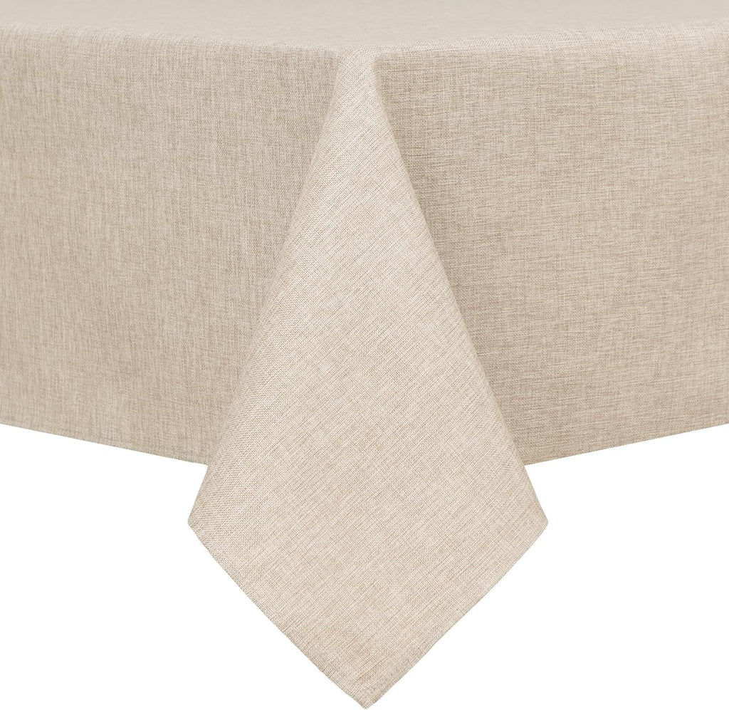 Hiasan Beige Faux Linen Rectangle Tablecloth 54 x 80 Inch for Dining Room