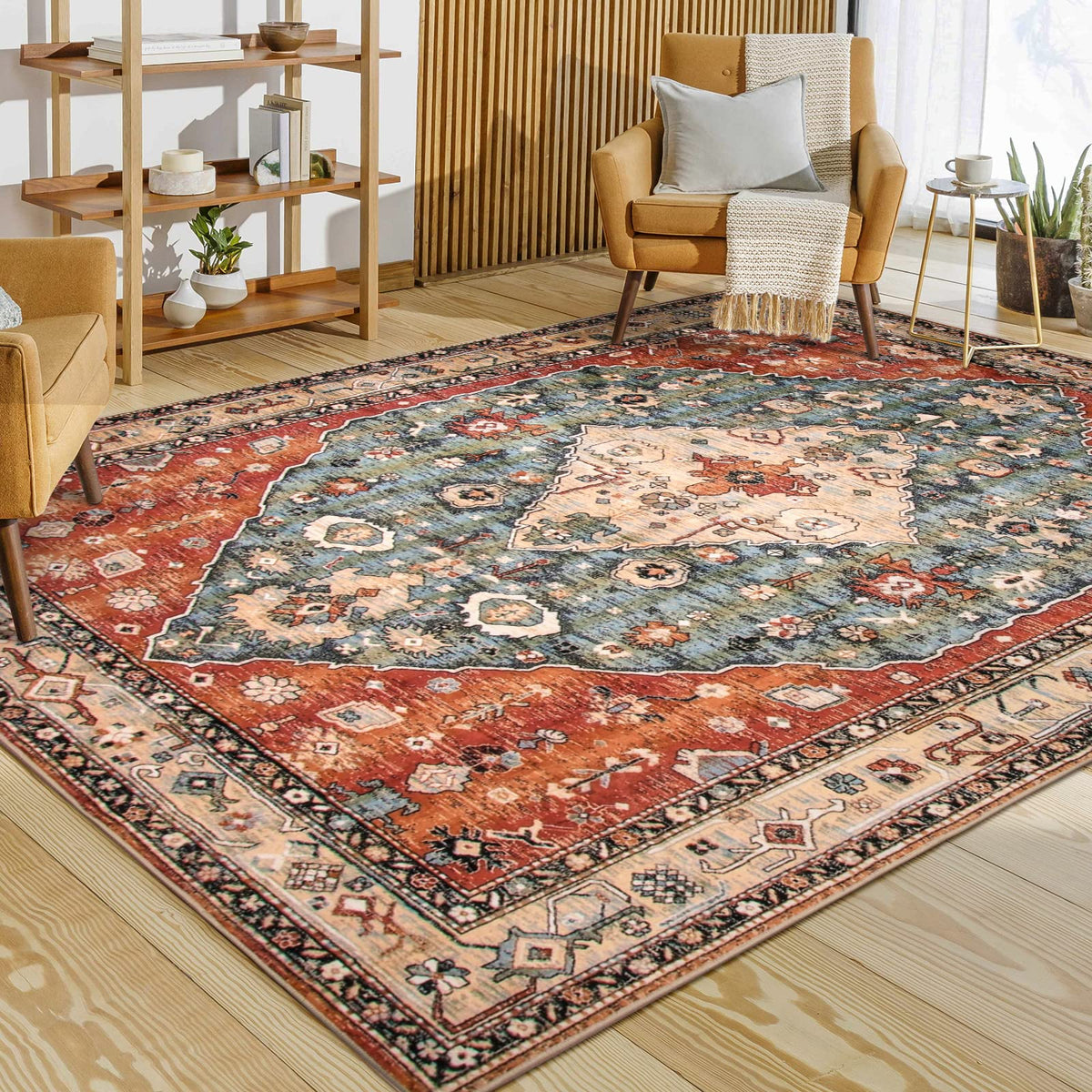 Lahome Felice Boho Tribal 2x3 Washable Small Rugs for Entryway Doormat Indoor Entrance, Throw Rugs with Rubber Backing, Bohemian Soft Non-Slip Bathroom Carpet for Bath Front Door Kitchen Floor