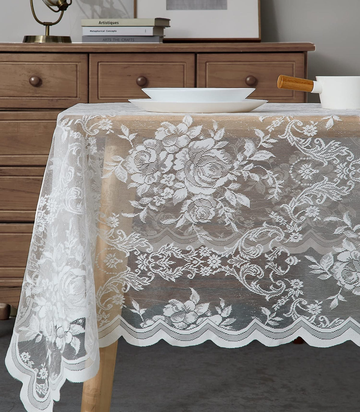 Warm Home Designs 60 x 84 Golden Oval Lace Tablecloth. LTC Linen Oval 84