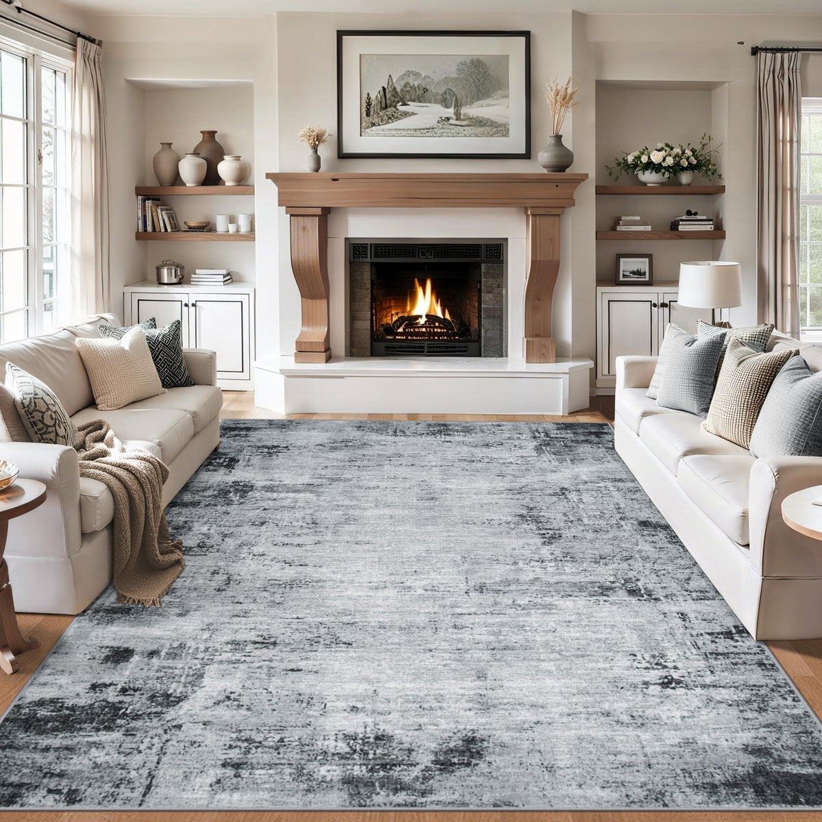 PLHXFR 8x10 Area Rug Living Room: Modern Abstract Washable Carpet Multi