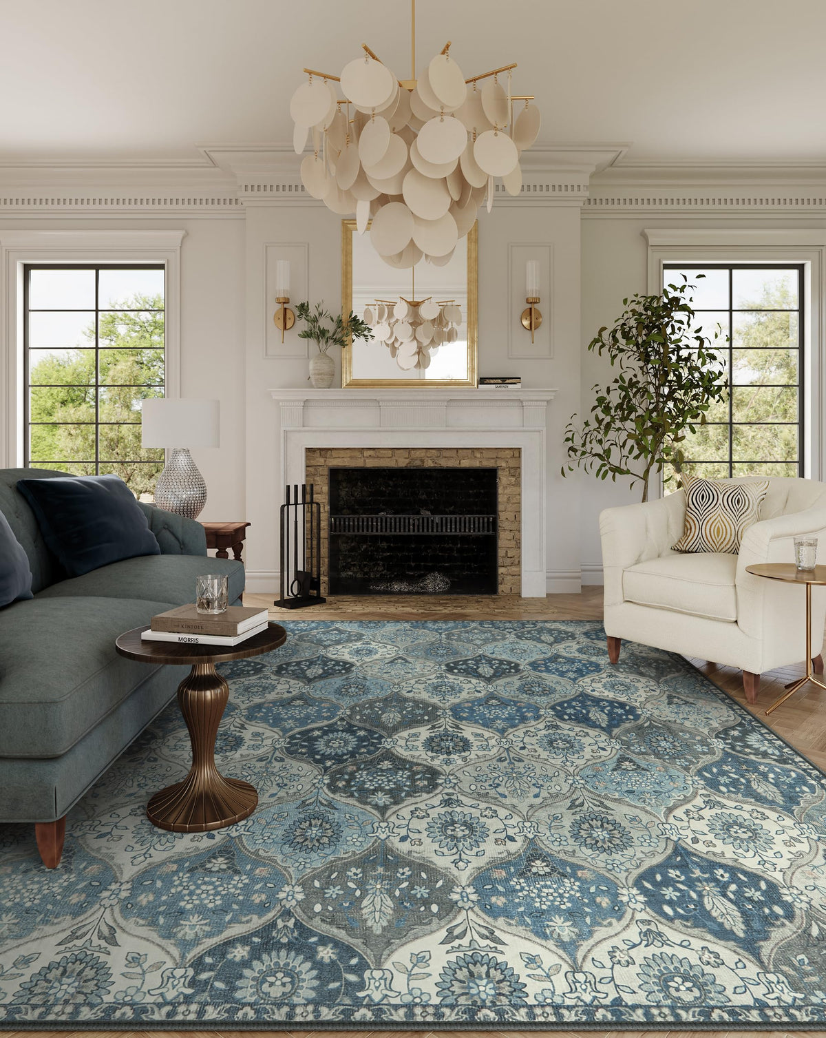 Lahome Moroccan Machine Washable Rugs for Living Room, 4x6 Rug for Bedroom