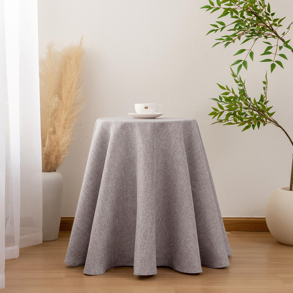 Hiasan Beige Faux Linen Rectangle Tablecloth 54 x 80 Inch for Dining Room