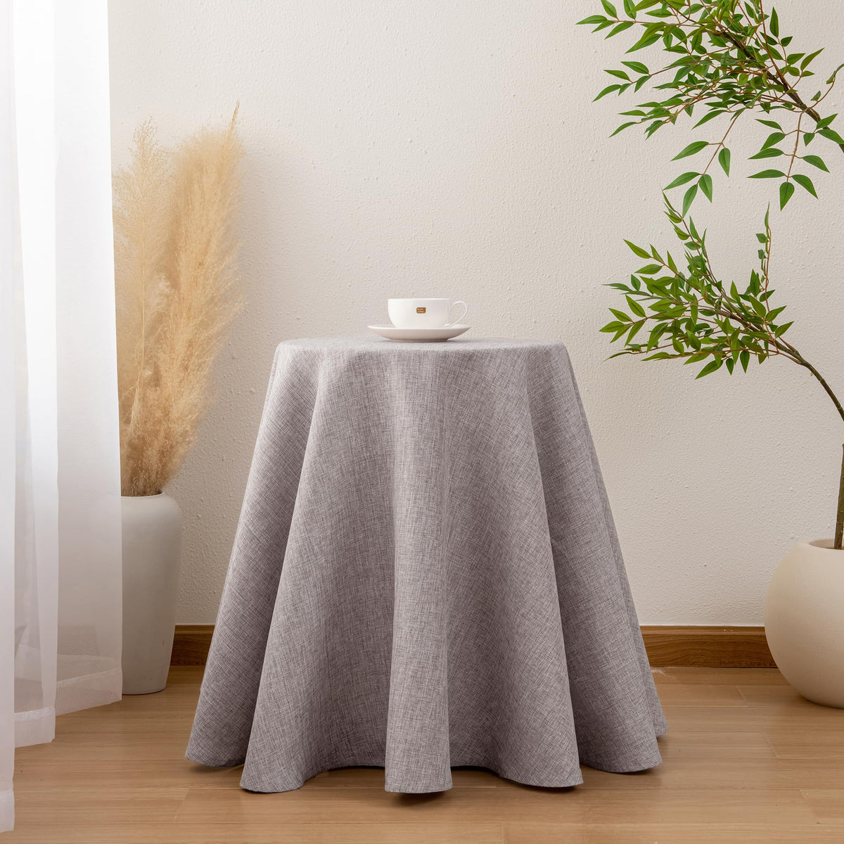 Hiasan Beige Faux Linen Rectangle Tablecloth 54 x 80 Inch for Dining Room