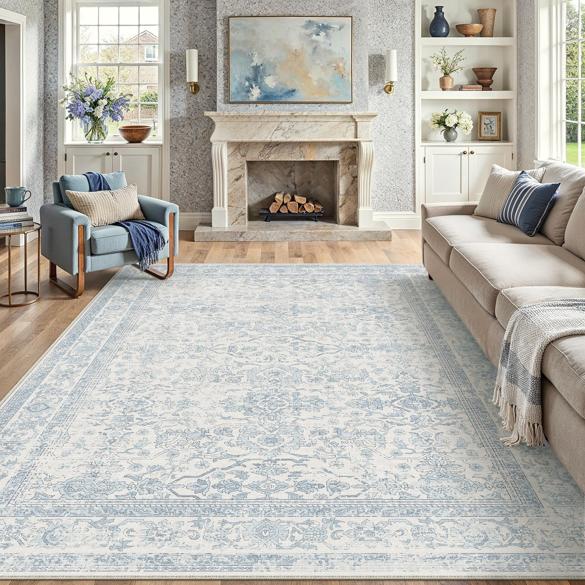 HUGEAR 3x5 Colorful Retro Floral Washable Area Rug for Entryway