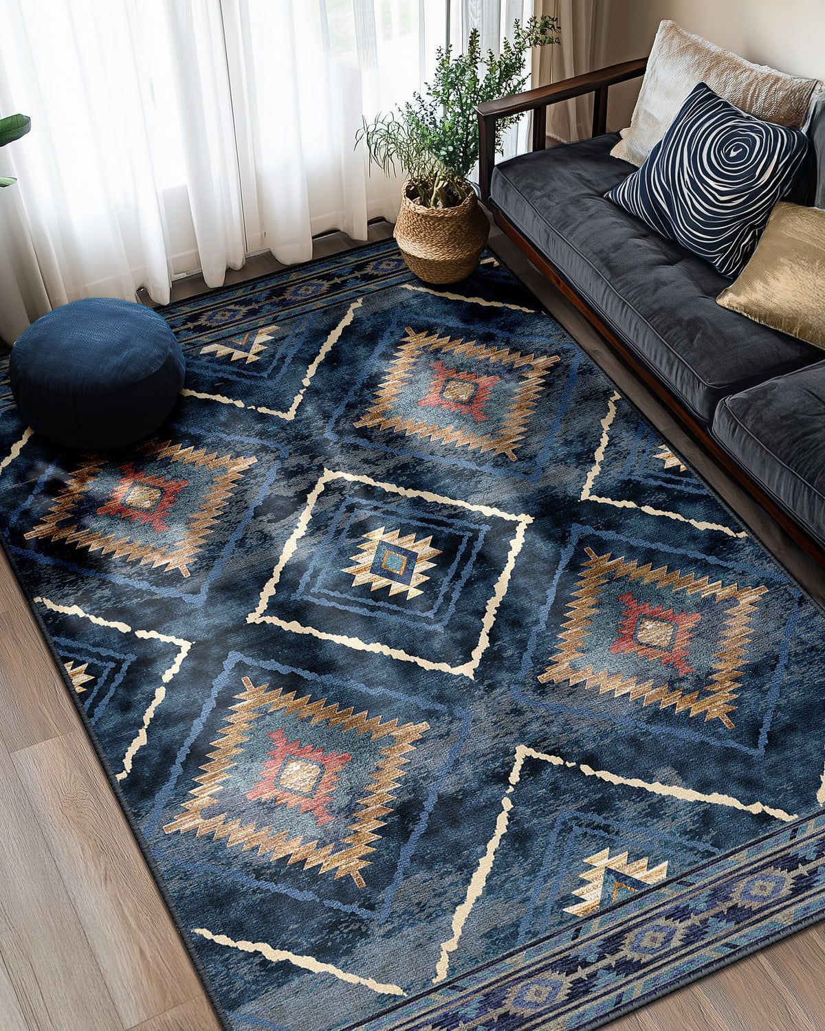 BESTSWEETIE 5'x7' Washable Area Rug for Living Room Bedroom Black
