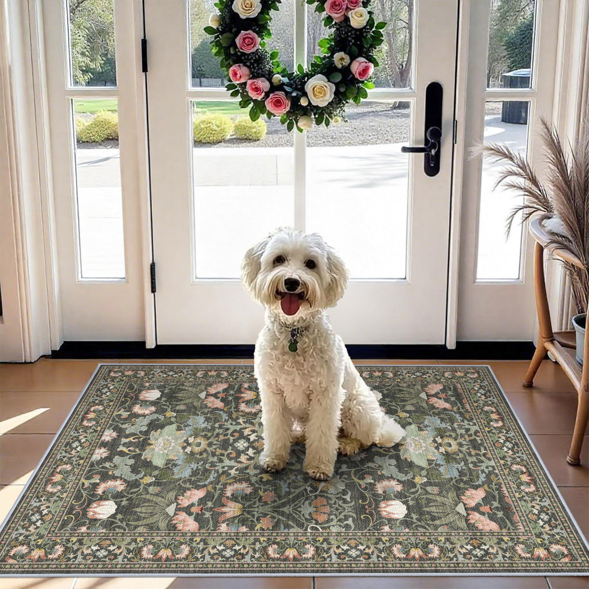 Hallway Washable Runner Rug - 2x10 Kitchen Rugs Entryway Rug Runner Vintage Soft Floor Mat Non Slip Indoor Farmhouse Carpet for Bathroom Living Room Bedroom (2 X 10, Beige)