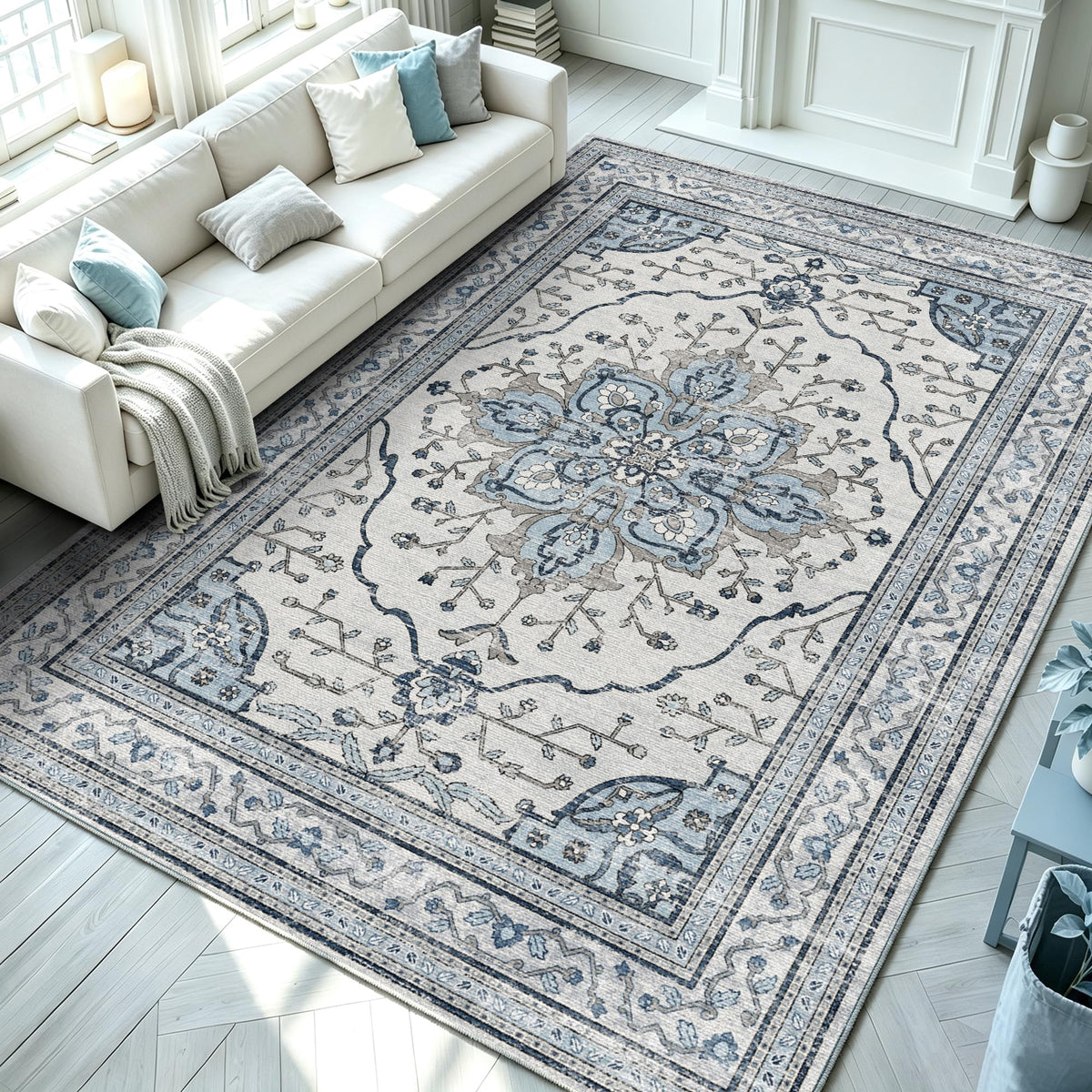 YARNSCAPE 2' x 3' Machine Washable Area Rug, Non-Slip Low-Pile Carpet