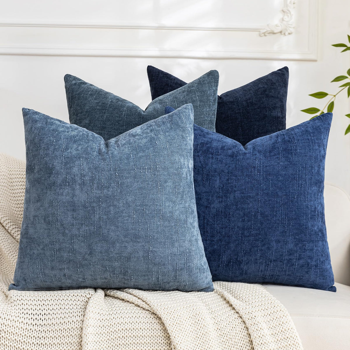 Set of 4 Soft Textured Throw Pillow Covers 18x18 Inch Cozy Decorative Farmhouse Cushion Cover Square Accent Pillow Cases for Bed Couch Sofa Living Room, Beige Taupe Brown
