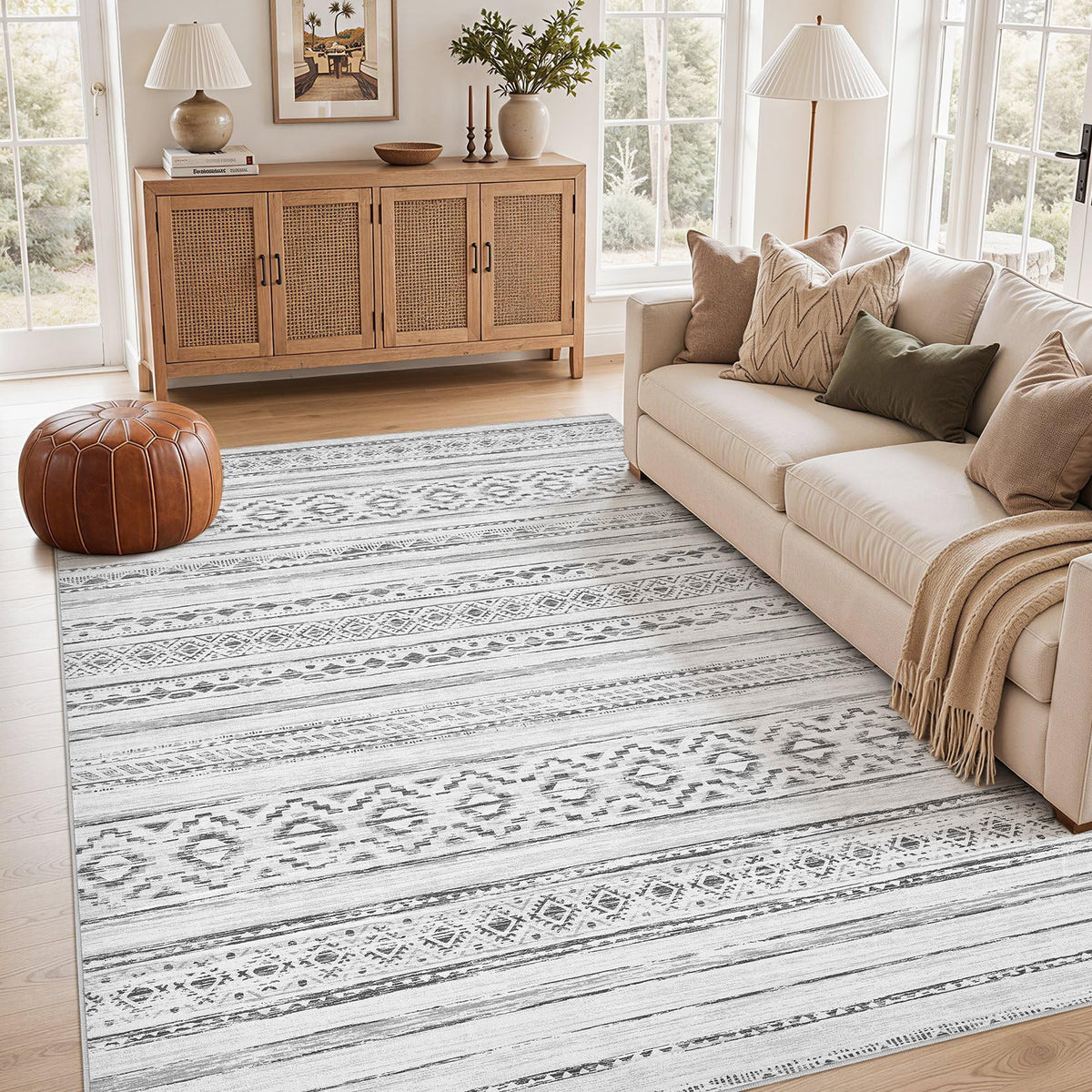 cotiled Boho 5x7 Area Rugs for Living Room: Soft Moroccan Washable Rug