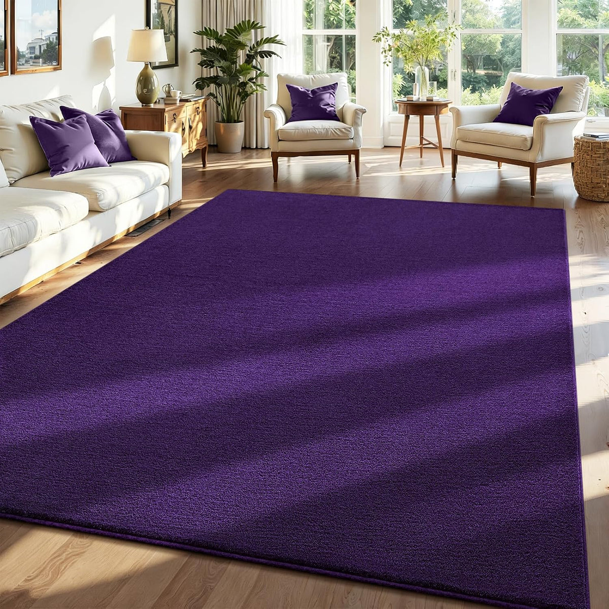 ISEAU 4x6 Soft Area Rug for Bedroom, Washable and Non-Slip, Purple