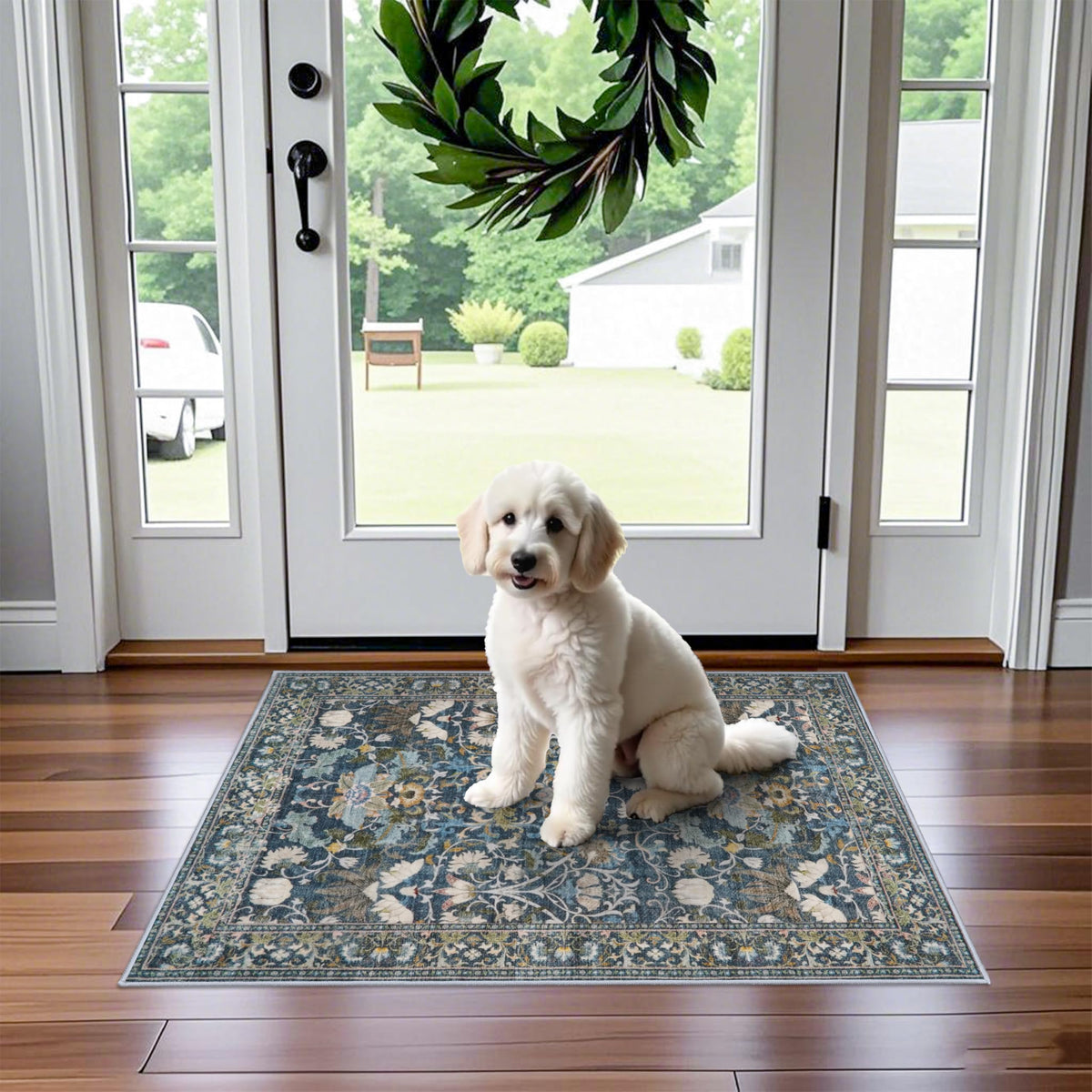 Hallway Washable Runner Rug - 2x10 Kitchen Rugs Entryway Rug Runner Vintage Soft Floor Mat Non Slip Indoor Farmhouse Carpet for Bathroom Living Room Bedroom (2 X 10, Beige)
