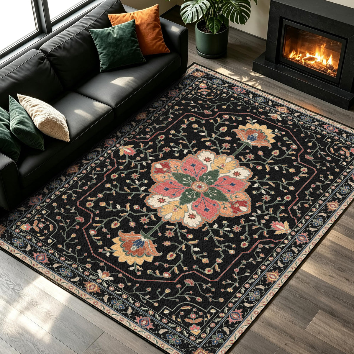 YARNSCAPE 2' x 3' Machine Washable Area Rug, Non-Slip Low-Pile Carpet