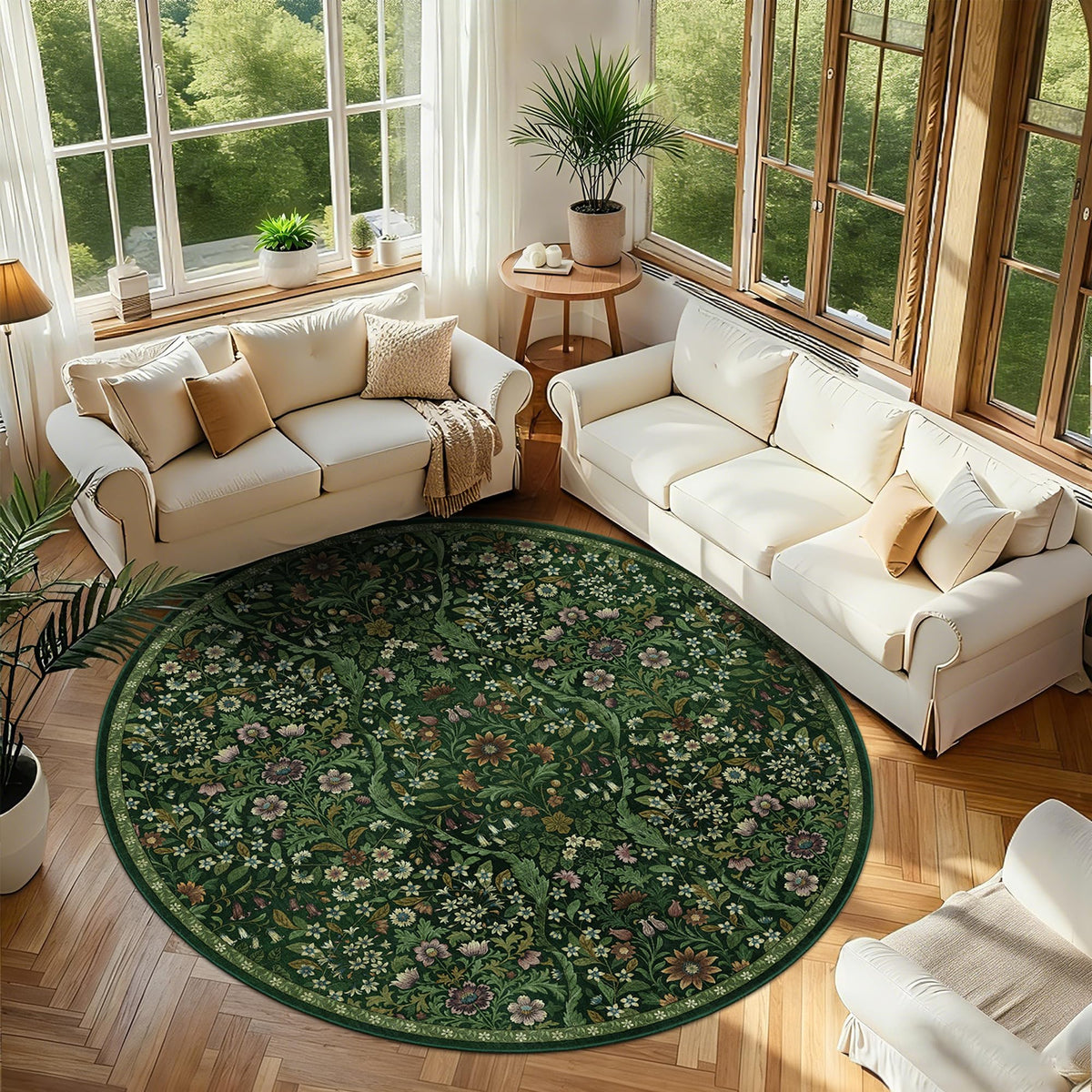 Floral Area Rug 5x7 Botanical Washable Carpet for Living Room