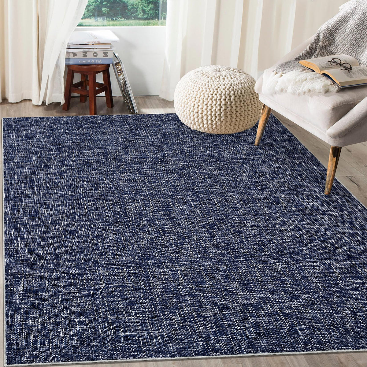 RUGSREAL Bedroom Area Rug 4x6 Modern Abstract Area Rug Stain Resistant Small Living Room Rug Contemporary Dining Room Rug Non-Slip Solid Rug Aesthetic Accent Floor Carpet for Kitchen Office, Dark Grey
