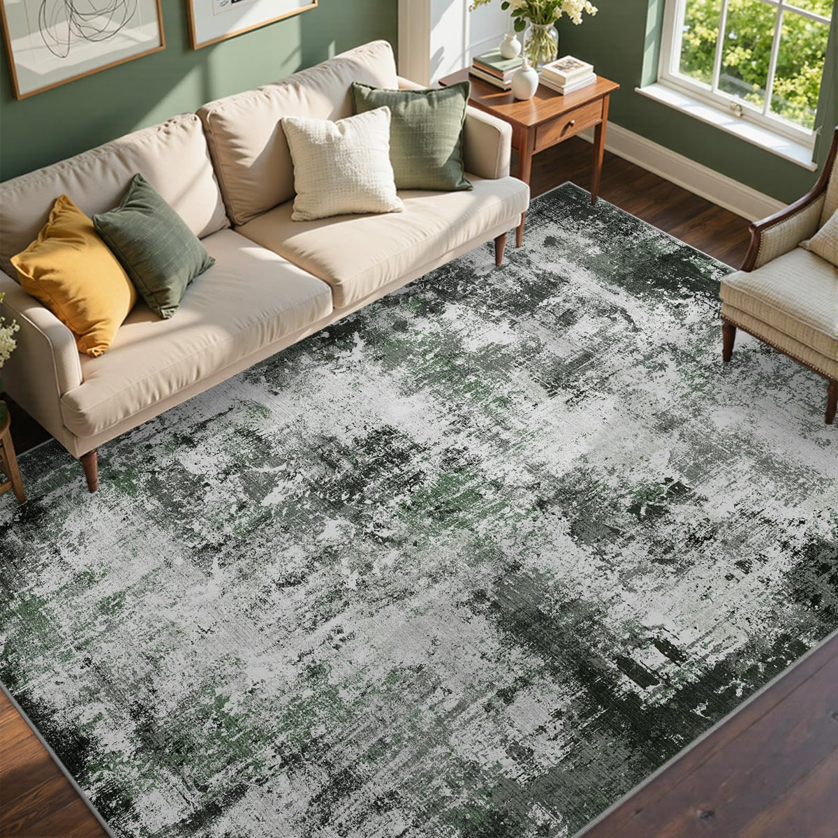 6x9 Ft Large Area Rugs for Living Room, Soft Non-Slip Washable Rugs Modern Abstract Pattern Carpet for Bedroom Indoor Floor Nursery Home Decor (Blue)