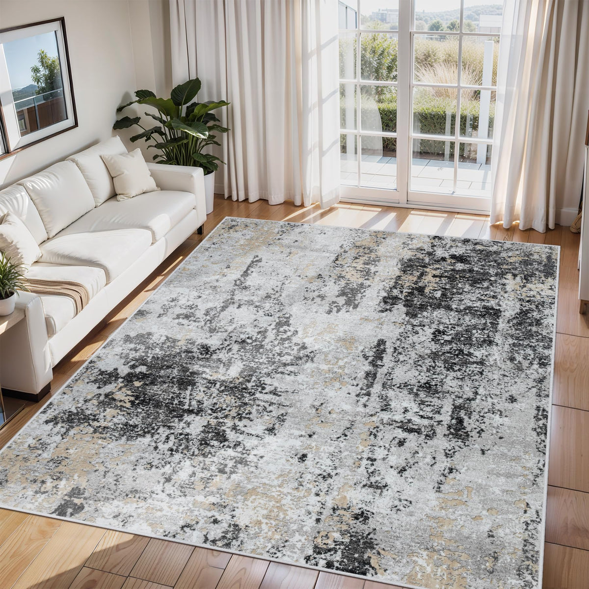 8x10 Area Rugs for Living Room Washable Bedroom Dining Room Blue Grey