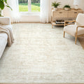6x9 Area Rugs, Beige Washable Geometric Boho Rug for Living Room, Bedroom