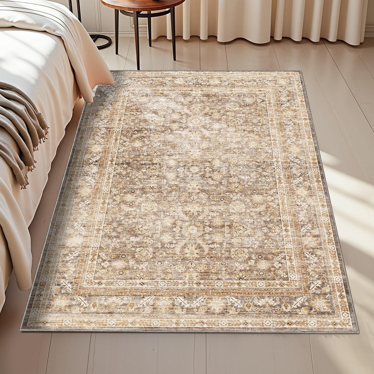 OPPODREAM Vintage Blue Area Rugs 5x7, Washable Rug for Living Room