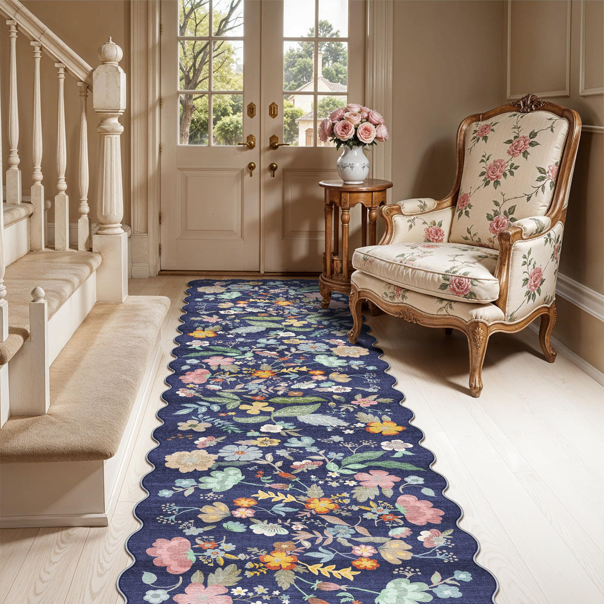 Hallway Washable Runner Rug - 2x10 Kitchen Rugs Entryway Rug Runner Vintage Soft Floor Mat Non Slip Indoor Farmhouse Carpet for Bathroom Living Room Bedroom (2 X 10, Beige)