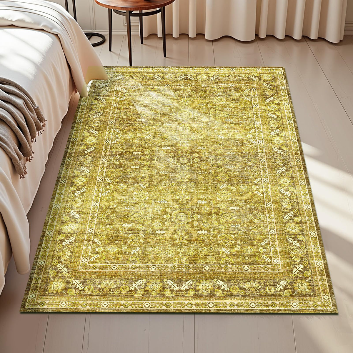 OPPODREAM Vintage Blue Area Rugs 5x7, Washable Rug for Living Room