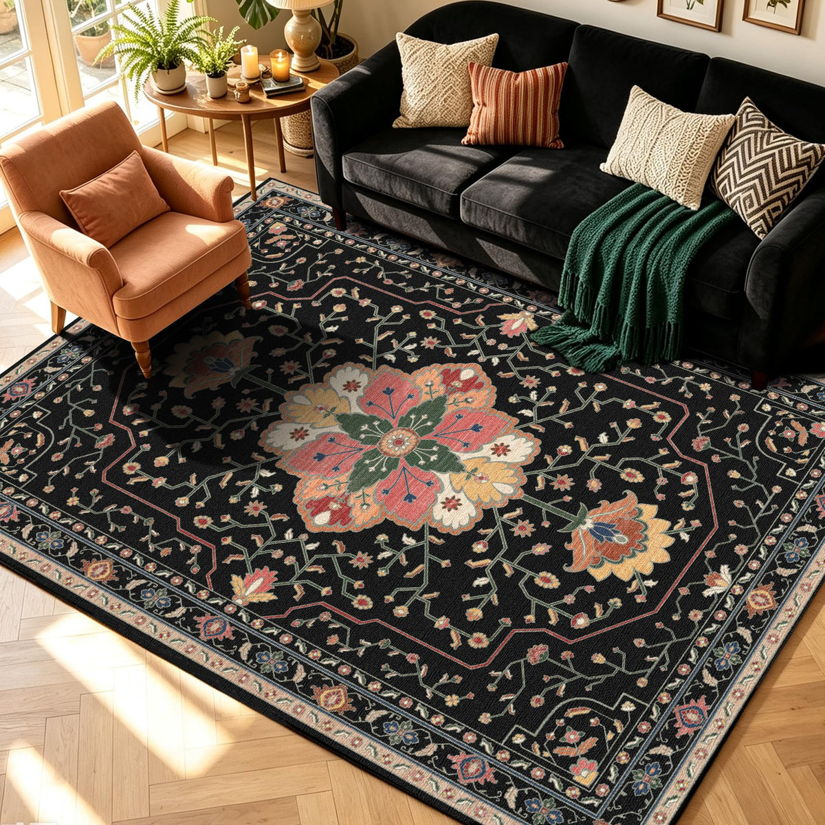 YARNSCAPE 2' x 3' Machine Washable Area Rug, Non-Slip Low-Pile Carpet