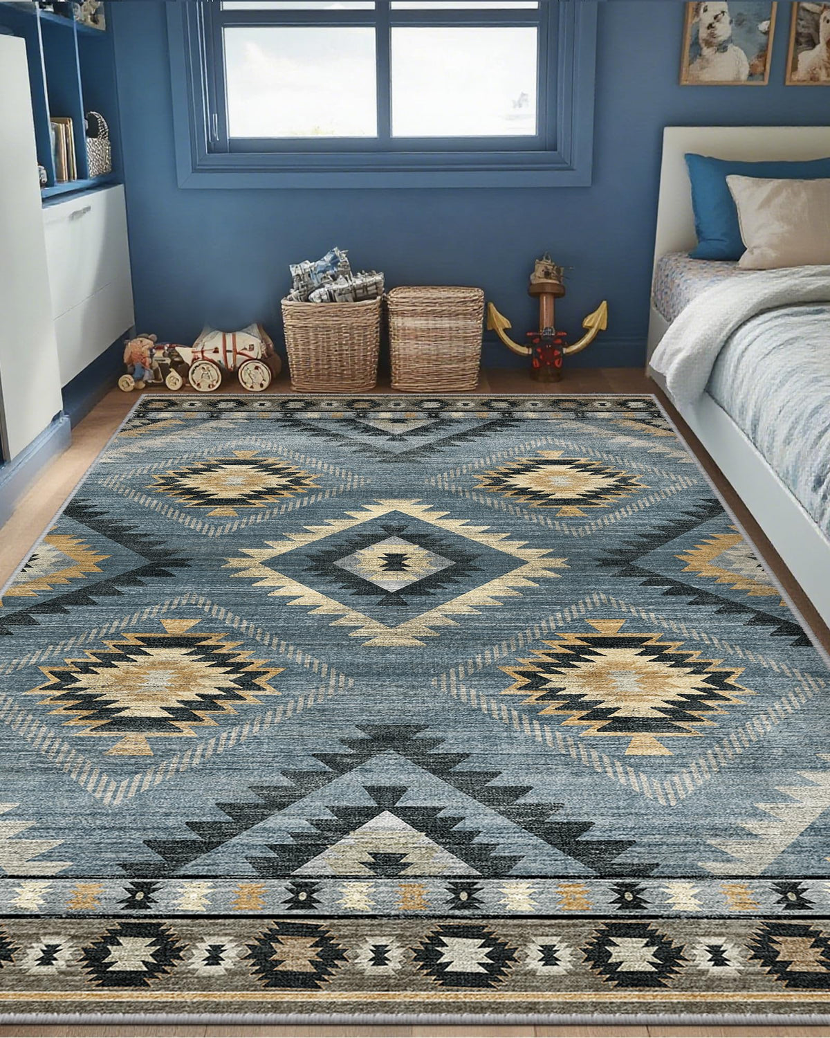 BESTSWEETIE 5'x7' Washable Area Rug for Living Room Bedroom Black