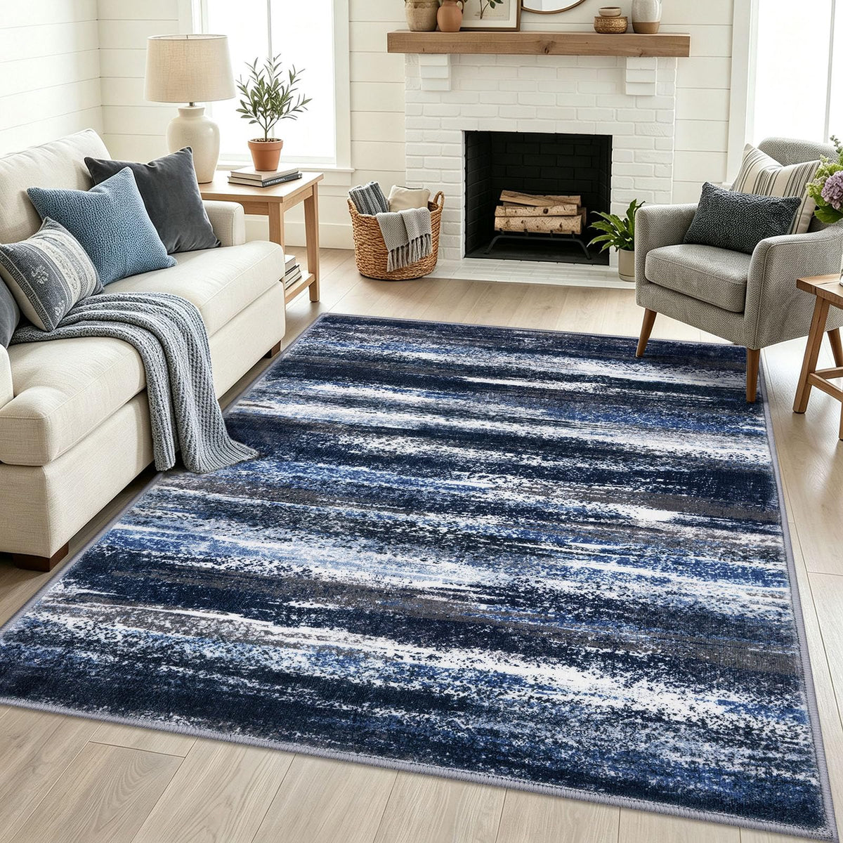 Lansny Abstract 2x3 Area Rug Small Washable Entryway Rug Non Slip Door Mat