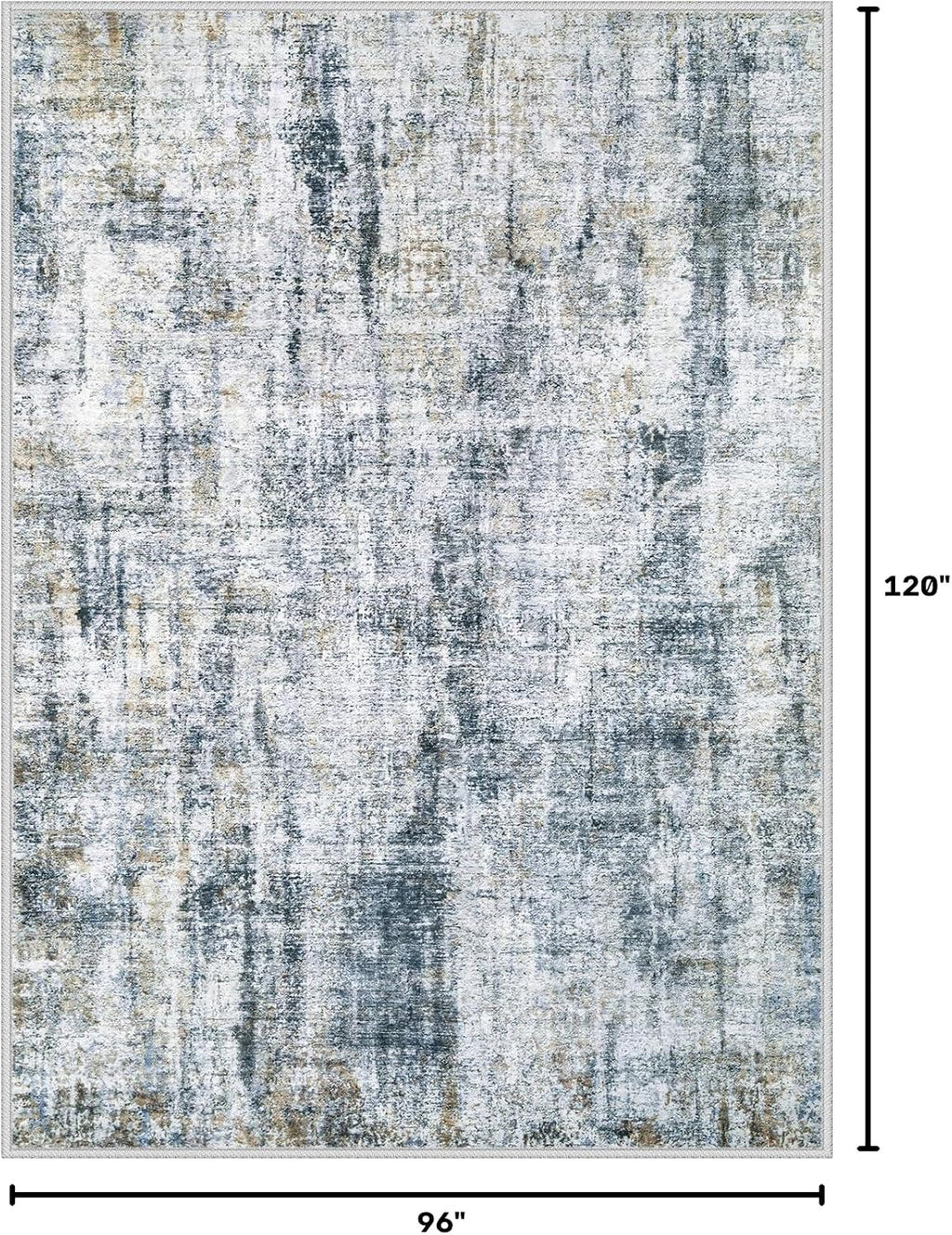 MXSANYOO 8x10 Area Rugs Washable Rug: Abstract Neutral Rugs Modern Non Slip Area Rug Stain Resistant Low Pile Indoor Carpet for Dining Room Bedroom Nursery Office (Multi Blue, 8'x10')