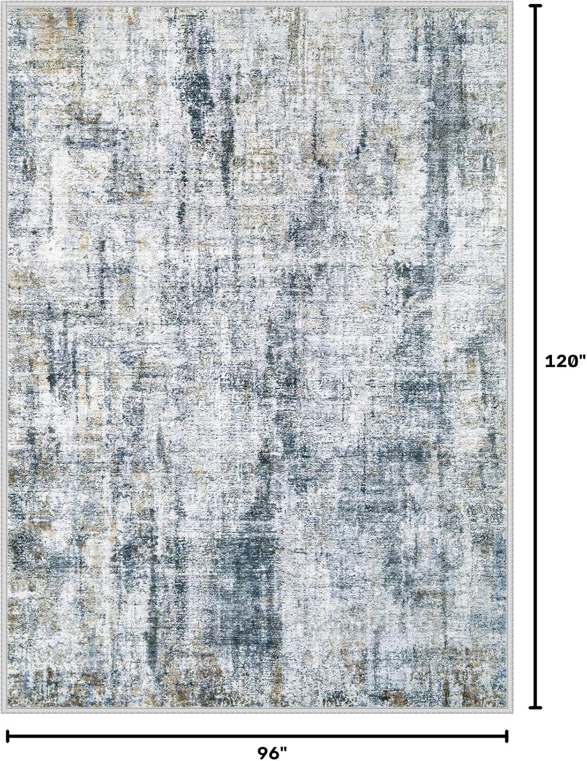 MXSANYOO 8x10 Area Rugs Washable Rug: Abstract Neutral Rugs Modern Non Slip Area Rug Stain Resistant Low Pile Indoor Carpet for Dining Room Bedroom Nursery Office (Multi Blue, 8'x10')