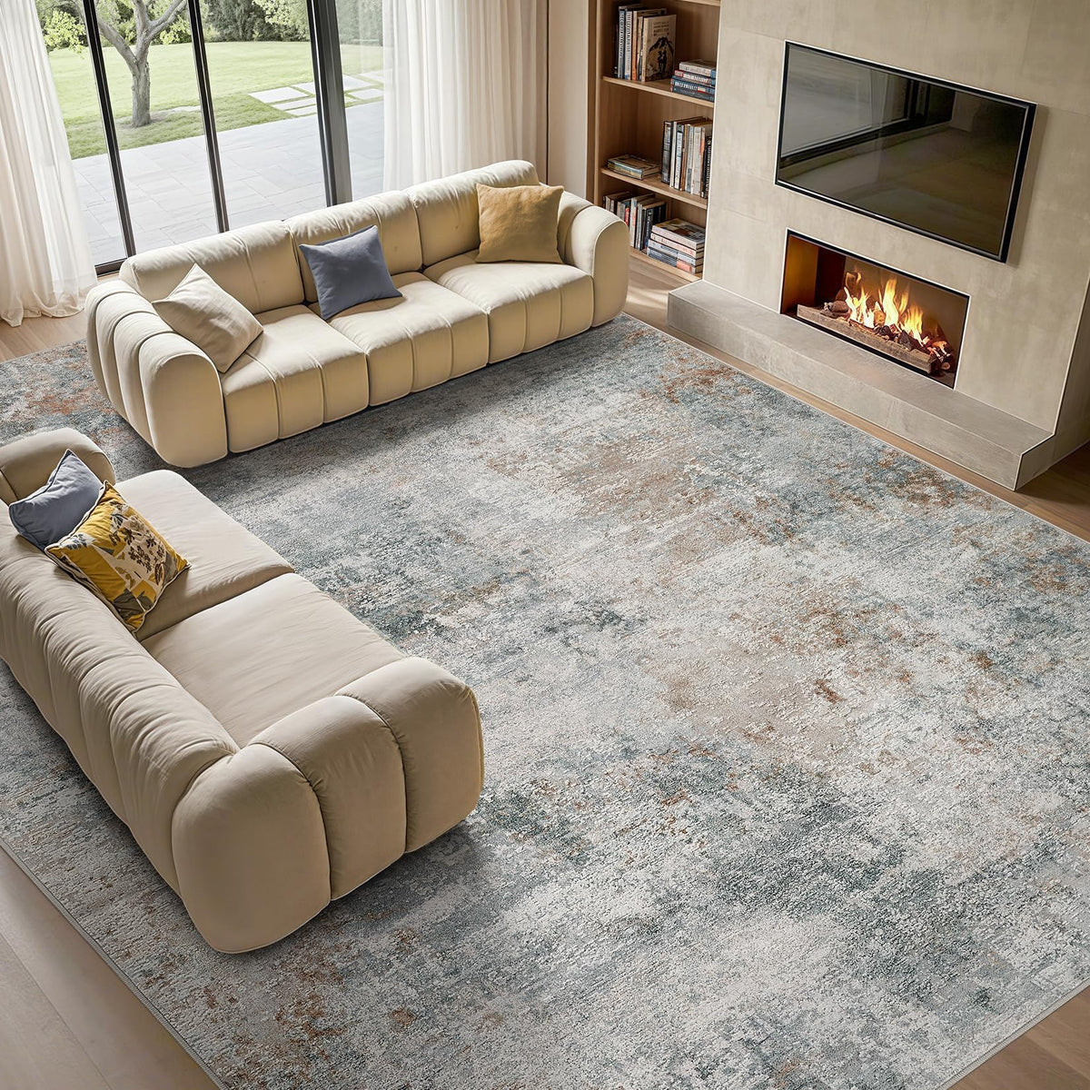 Tortania Area Rug Living Room Rugs - 5x7 Washable Large Soft Neutral Boho Moroccan Bohemian Farmhouse Rug Indoor Floor Carpet for Bedroom Under Dining Table Home Office Decor - Cream Brown