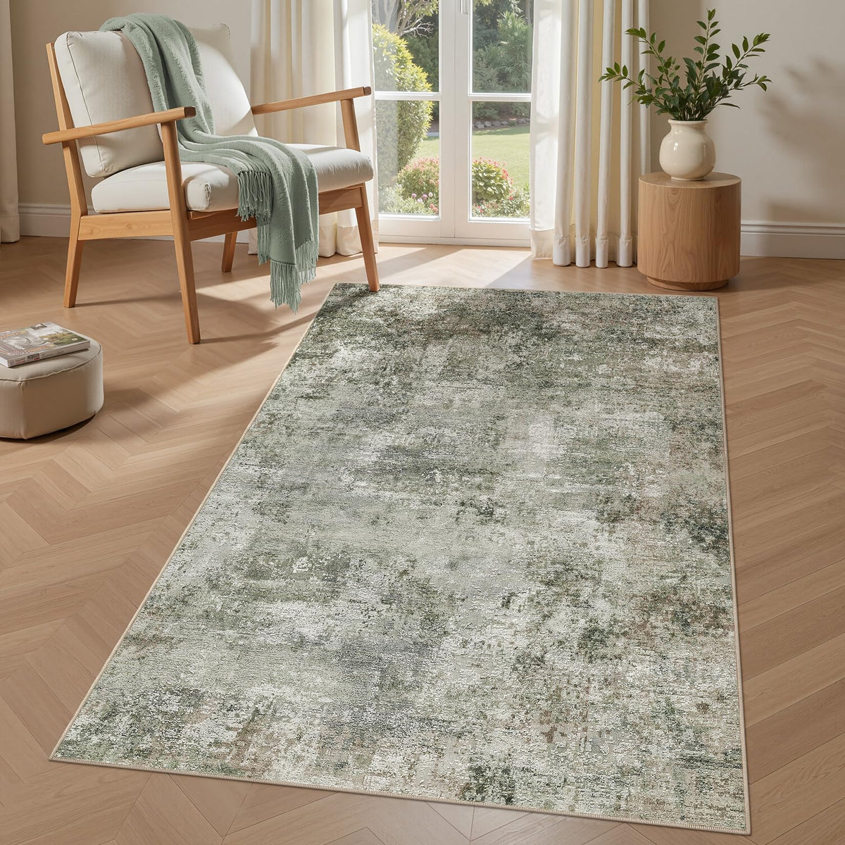 Tortania Area Rug Living Room Rugs - 5x7 Washable Large Soft Neutral Boho Moroccan Bohemian Farmhouse Rug Indoor Floor Carpet for Bedroom Under Dining Table Home Office Decor - Cream Brown