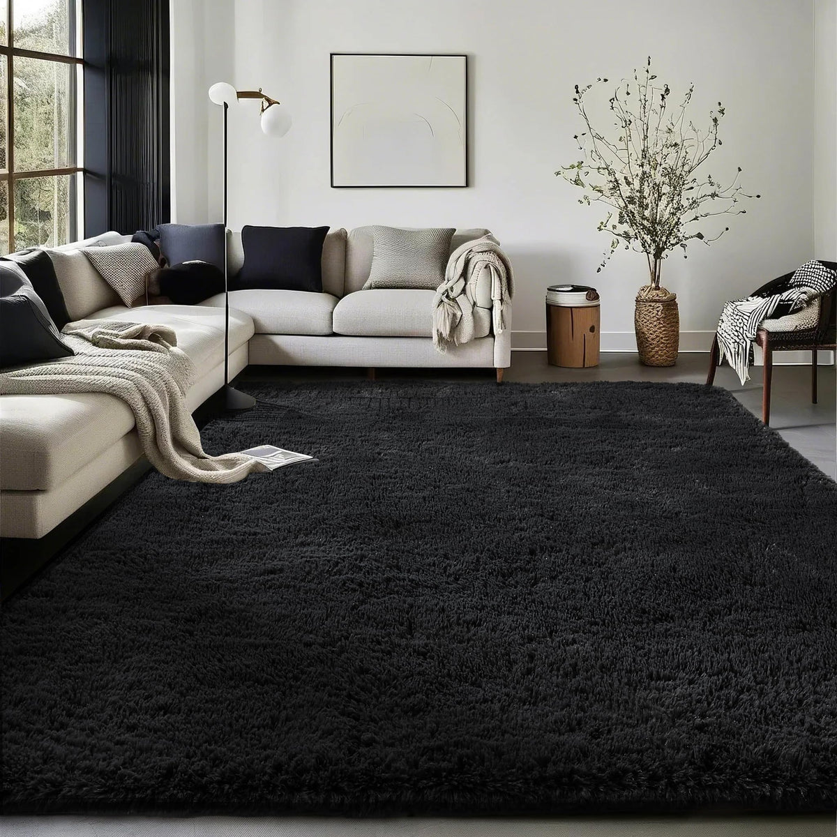 Ophanie Area Rugs for Living Room Bedroom, Washable Non-Slip Fluffy Soft Grey Shag Carpet, Indoor Floor Gray 4x6 Fuzzy Shaggy Living Room Plush Rug for Kids Home Dorm Decor Aesthetic