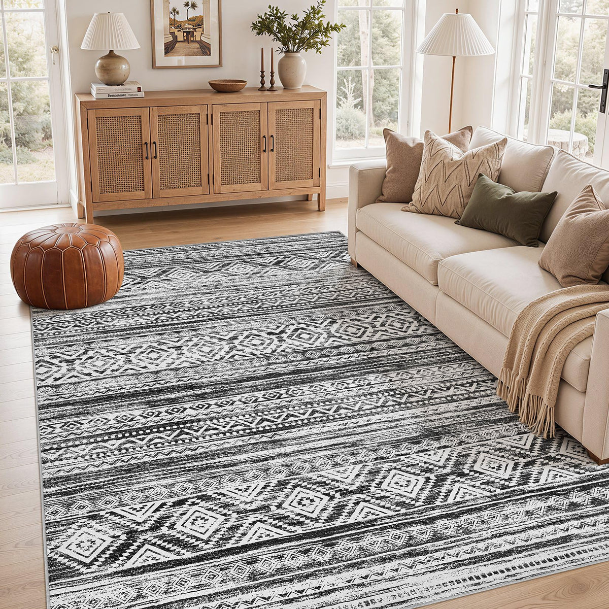 cotiled Boho 5x7 Area Rugs for Living Room: Soft Moroccan Washable Rug