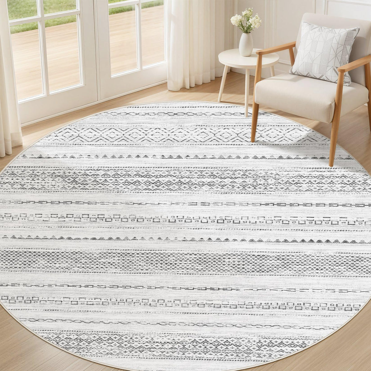 Nakagishi Boho 5x7 Area Rug Living Room Rugs Machine Washable Beige/Brown