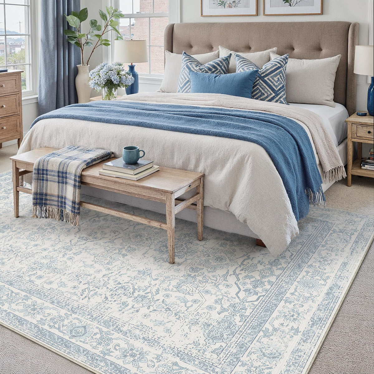 HUGEAR 3x5 Colorful Retro Floral Washable Area Rug for Entryway