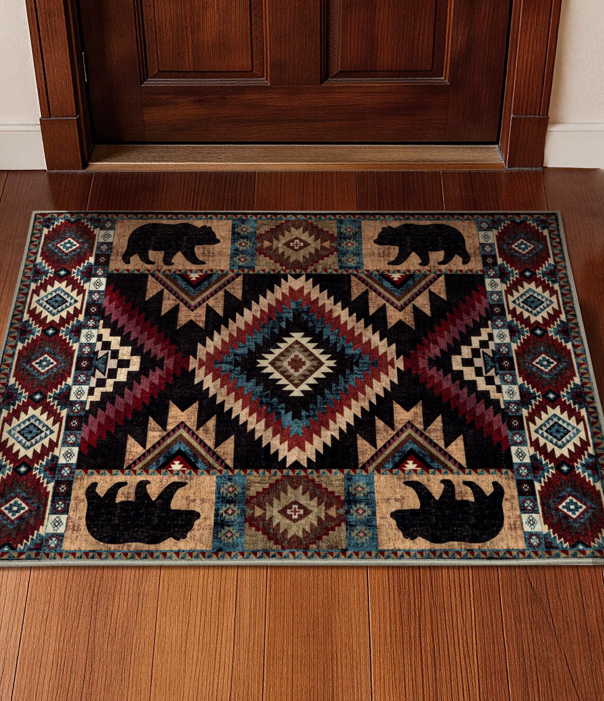 YIHOUSE Washable Rustic Cabin Area Rugs 5x7 Brown