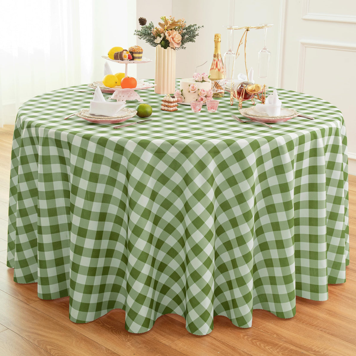 Waterproof Checkered Tablecloth Fabric - Rectangle 58x84 Inch Classic Gingham Buffalo Plaid Table Cloth for Indoor/Outdoor Use - Washable Table Cover for Kitchen, BBQs, and Parties
