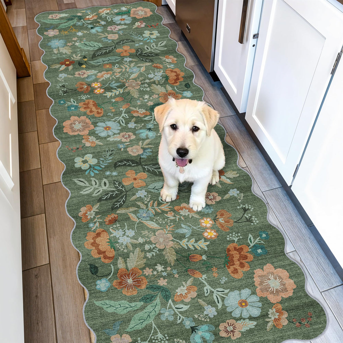 Hallway Washable Runner Rug - 2x10 Kitchen Rugs Entryway Rug Runner Vintage Soft Floor Mat Non Slip Indoor Farmhouse Carpet for Bathroom Living Room Bedroom (2 X 10, Beige)