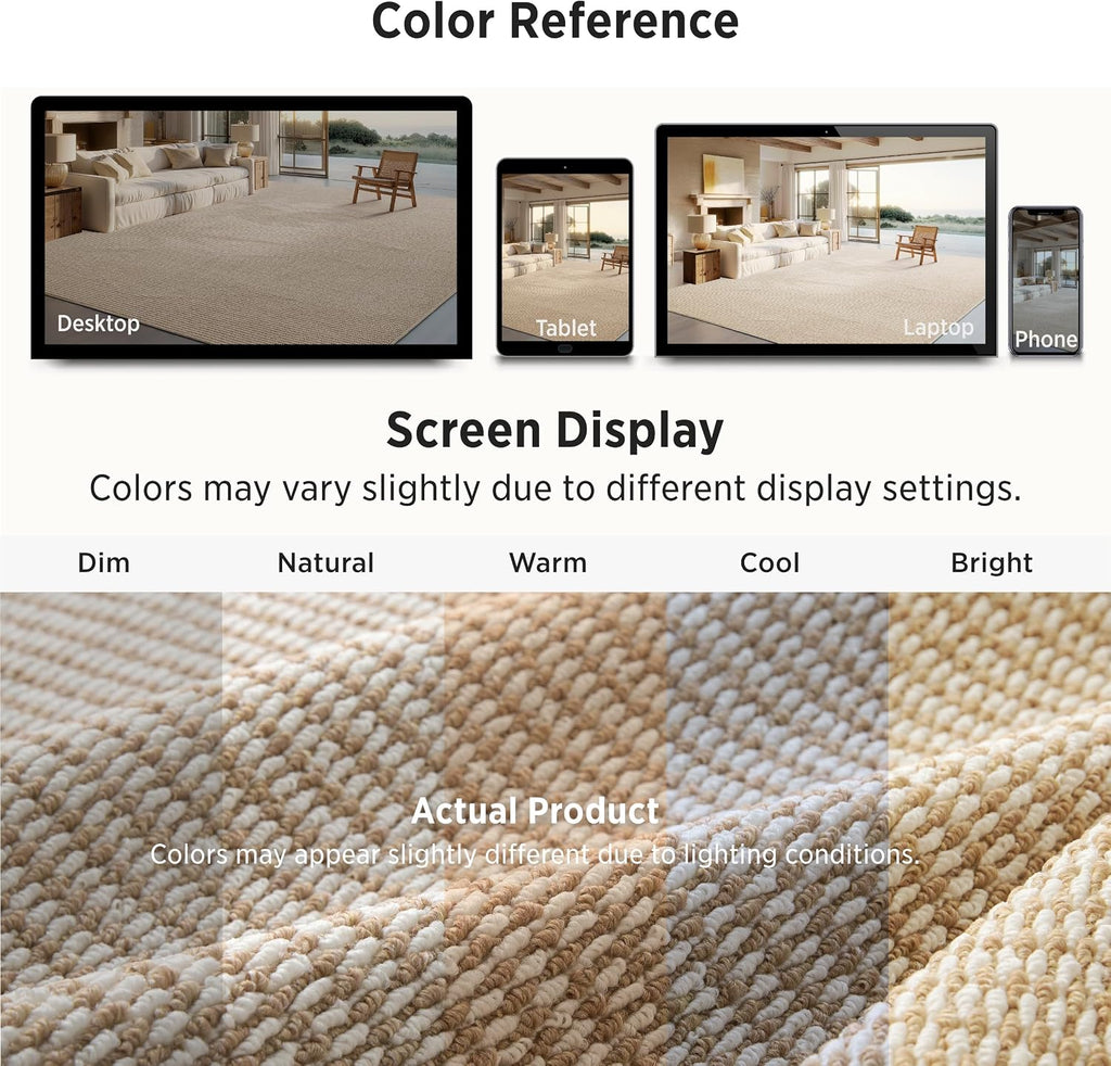 Bedsure 9x12 Faux Wool Area Rug for Living Room, Machine Washable, Beige