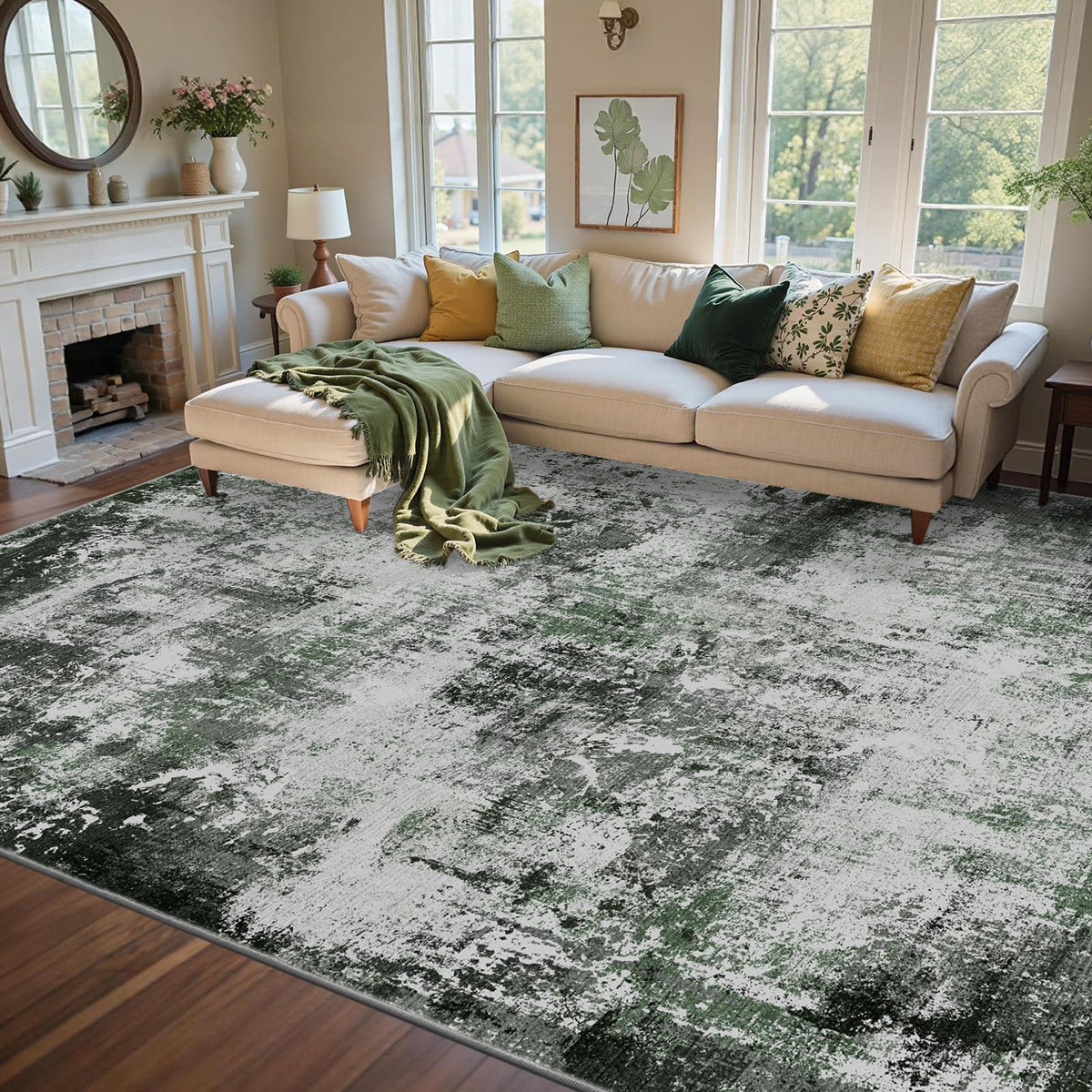 6x9 Ft Large Area Rugs for Living Room, Soft Non-Slip Washable Rugs Modern Abstract Pattern Carpet for Bedroom Indoor Floor Nursery Home Decor (Blue)