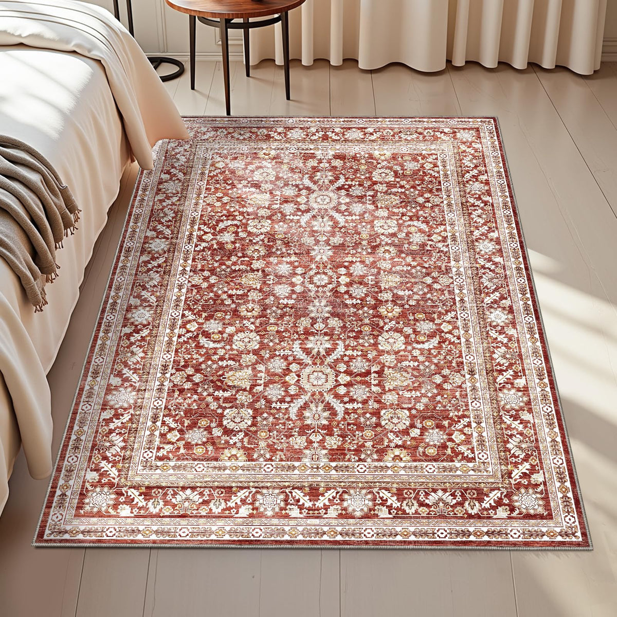OPPODREAM Vintage Blue Area Rugs 5x7, Washable Rug for Living Room